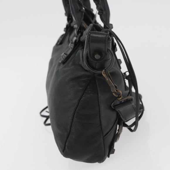 BALENCIAGA The First Hand Bag Leather 2way Black 103208 Auth 180633SAM