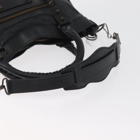 BALENCIAGA The First Hand Bag Leather 2way Black 103208 Auth 180633SAM