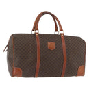 CELINE Macadam Canvas Boston Bag PVC Leather Brown Gold Auth 180637-1