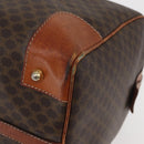 CELINE Macadam Canvas Boston Bag PVC Leather Brown Gold Auth 180637-14