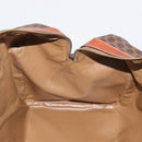 CELINE Macadam Canvas Boston Bag PVC Leather Brown Gold Auth 180637-20