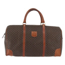CELINE Macadam Canvas Boston Bag PVC Leather Brown Gold Auth 180637-13