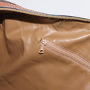 CELINE Macadam Canvas Boston Bag PVC Leather Brown Gold Auth 180637-22