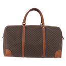 CELINE Macadam Canvas Boston Bag PVC Leather Brown Gold Auth 180637-2