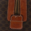 CELINE Macadam Canvas Boston Bag PVC Leather Brown Gold Auth 180637-4