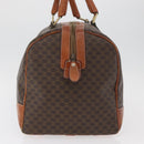 CELINE Macadam Canvas Boston Bag PVC Leather Brown Gold Auth 180637-5