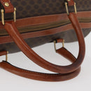 CELINE Macadam Canvas Boston Bag PVC Leather Brown Gold Auth 180637-8