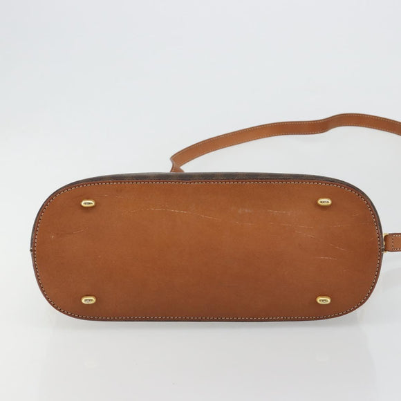 CELINE Macadam Canvas Hand Bag PVC Leather 2way Brown Gold Auth 180638A