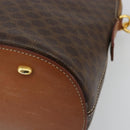 CELINE Macadam Canvas Hand Bag PVC Leather 2way Brown Gold Auth 180638A-15