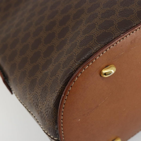 CELINE Macadam Canvas Hand Bag PVC Leather 2way Brown Gold Auth 180638A