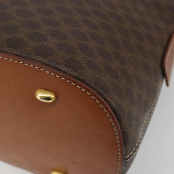 CELINE Macadam Canvas Hand Bag PVC Leather 2way Brown Gold Auth 180638A