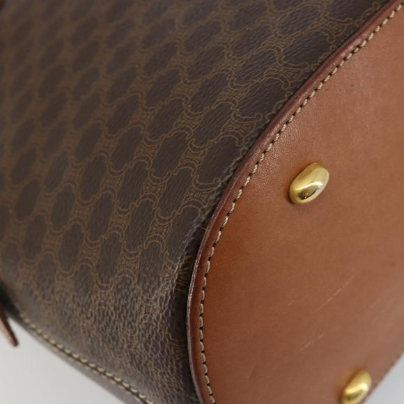 CELINE Macadam Canvas Hand Bag PVC Leather 2way Brown Gold Auth 180638A