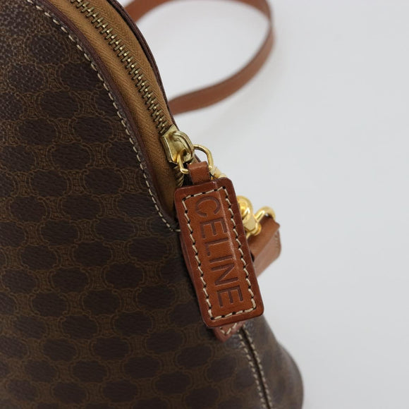 CELINE Macadam Canvas Hand Bag PVC Leather 2way Brown Gold Auth 180638A
