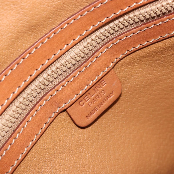 CELINE Macadam Canvas Hand Bag PVC Leather 2way Brown Gold Auth 180638A
