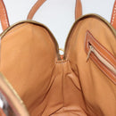 CELINE Macadam Canvas Hand Bag PVC Leather 2way Brown Gold Auth 180638A-21