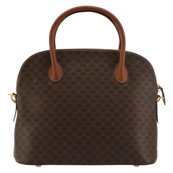 CELINE Macadam Canvas Hand Bag PVC Leather 2way Brown Gold Auth 180638A