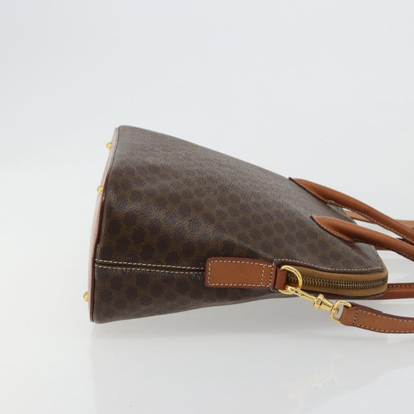CELINE Macadam Canvas Hand Bag PVC Leather 2way Brown Gold Auth 180638A