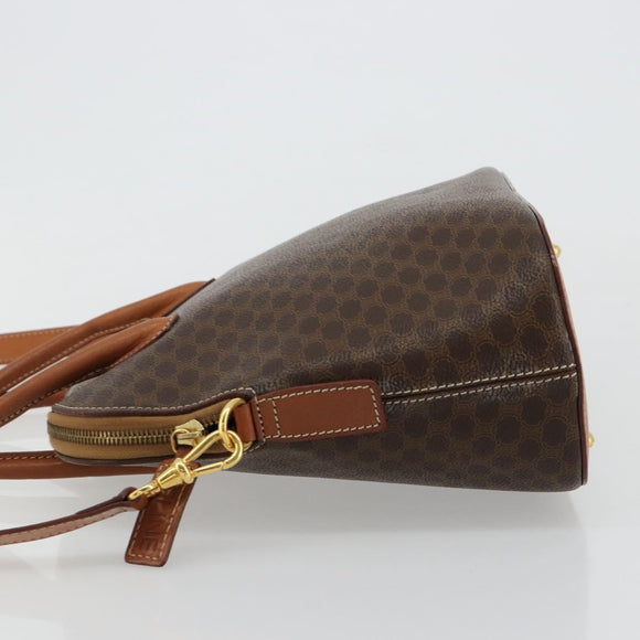 CELINE Macadam Canvas Hand Bag PVC Leather 2way Brown Gold Auth 180638A