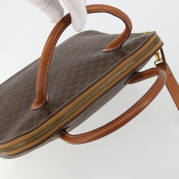 CELINE Macadam Canvas Hand Bag PVC Leather 2way Brown Gold Auth 180638A