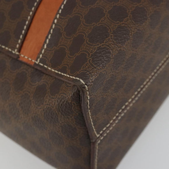 CELINE Macadam Canvas Handtasche PVC Leder Braun Gold Auth 180639