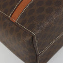 CELINE Macadam Canvas Handtasche PVC Leder Braun Gold Auth 180639-13