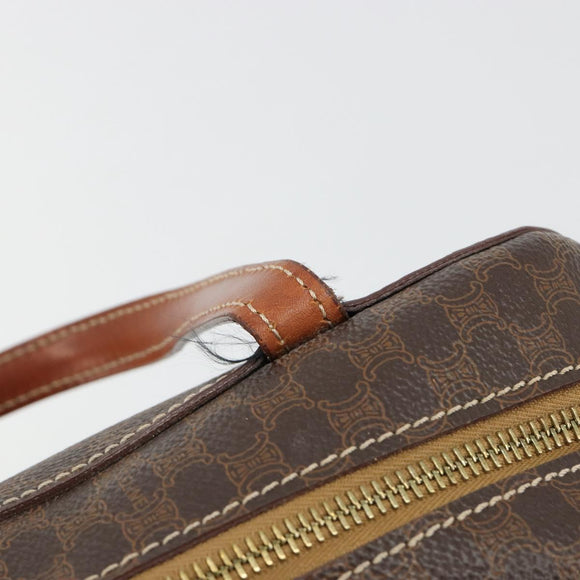 CELINE Macadam Canvas Handtasche PVC Leder Braun Gold Auth 180639