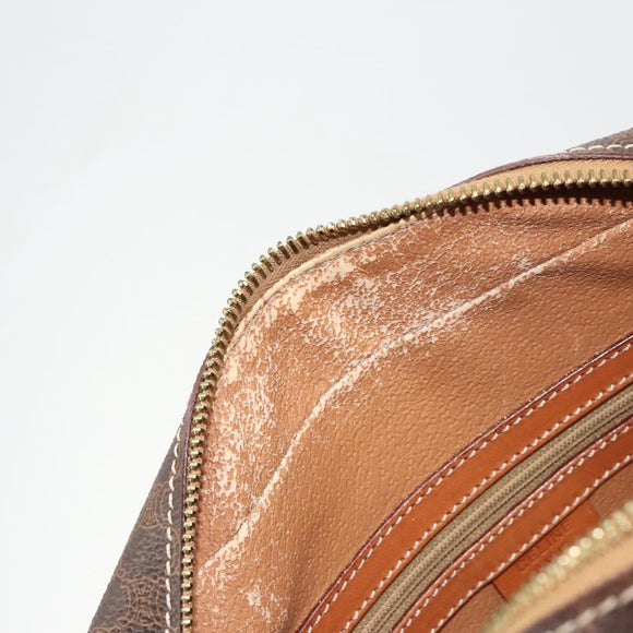 CELINE Macadam Canvas Handtasche PVC Leder Braun Gold Auth 180639