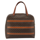 CELINE Macadam Canvas Handtasche PVC Leder Braun Gold Auth 180639-3