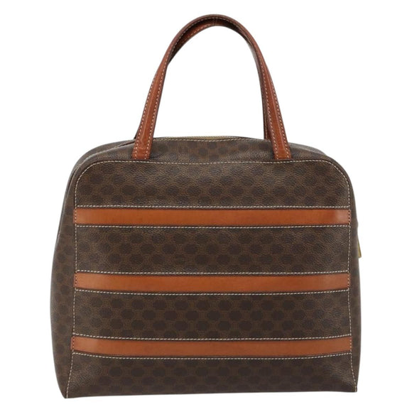 CELINE Macadam Canvas Handtasche PVC Leder Braun Gold Auth 180639