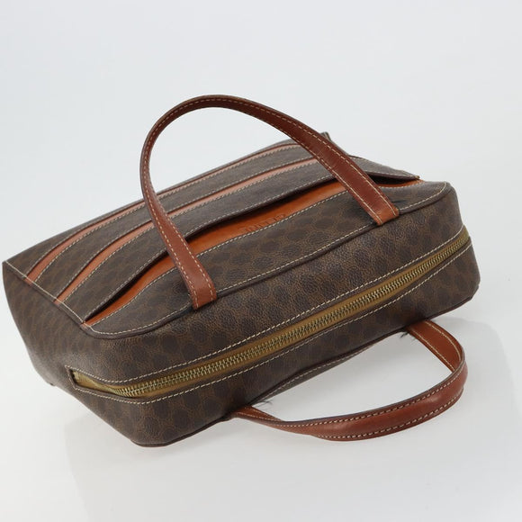 CELINE Macadam Canvas Handtasche PVC Leder Braun Gold Auth 180639