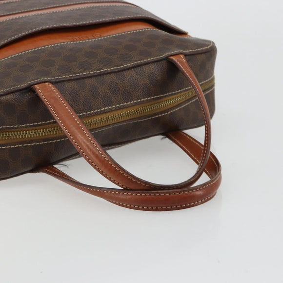 CELINE Macadam Canvas Handtasche PVC Leder Braun Gold Auth 180639
