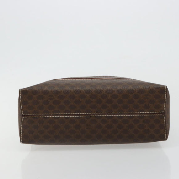 CELINE Macadam Canvas Handtasche PVC Leder Braun Gold Auth 180639