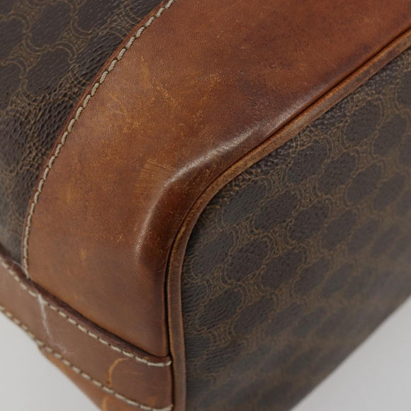 CELINE Macadam Canvas Shoulder Bag PVC Leather Brown Gold Auth 180643
