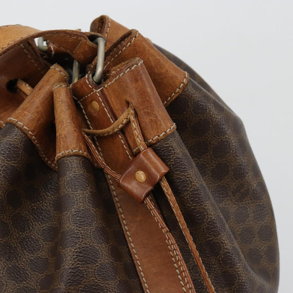 CELINE Macadam Canvas Shoulder Bag PVC Leather Brown Gold Auth 180643
