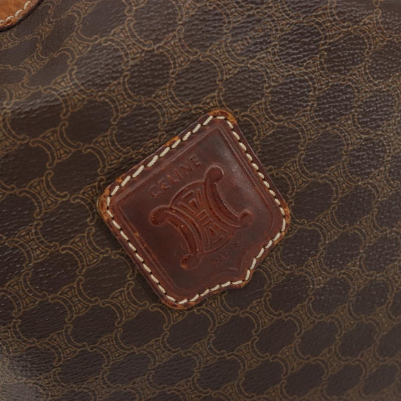 CELINE Macadam Canvas Shoulder Bag PVC Leather Brown Gold Auth 180643
