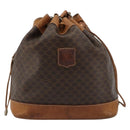 CELINE Macadam Canvas Shoulder Bag PVC Leather Brown Gold Auth 180643-13