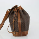 CELINE Macadam Canvas Shoulder Bag PVC Leather Brown Gold Auth 180643-3