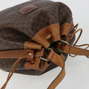 CELINE Macadam Canvas Shoulder Bag PVC Leather Brown Gold Auth 180643-6