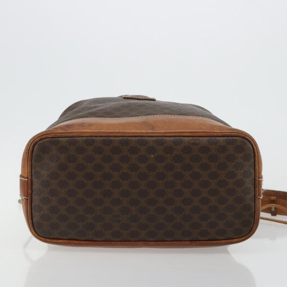 CELINE Macadam Canvas Shoulder Bag PVC Leather Brown Gold Auth 180643
