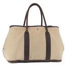 HERMES Tower Ash Garden Party MM Handtas Canvas Beige Zilver Auth 180653-1