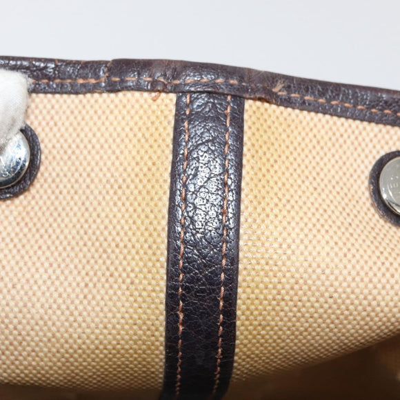 HERMES Tower Ash Garden Party MM Handtas Canvas Beige Zilver Auth 180653