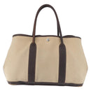 HERMES Tower Ash Garden Party MM Handtas Canvas Beige Zilver Auth 180653-13