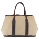 HERMES Tower Ash Garden Party MM Handtas Canvas Beige Zilver Auth 180653-2