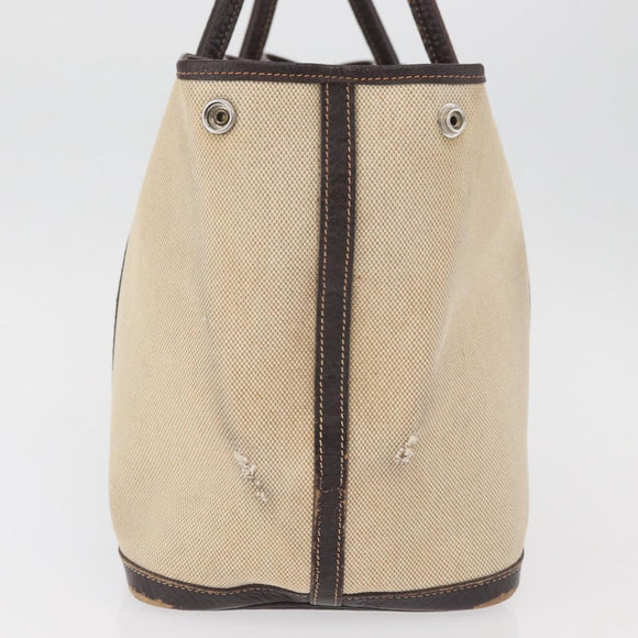 HERMES Tower Ash Garden Party MM Handtas Canvas Beige Zilver Auth 180653