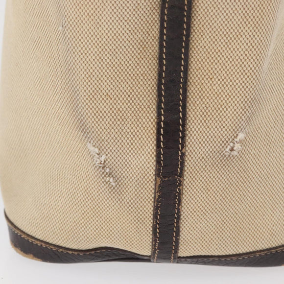 HERMES Tower Ash Garden Party MM Handtas Canvas Beige Zilver Auth 180653