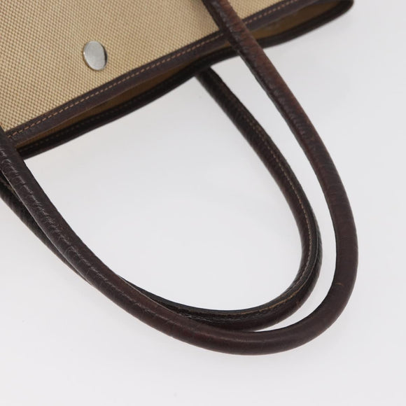 HERMES Tower Ash Garden Party MM Handtas Canvas Beige Zilver Auth 180653