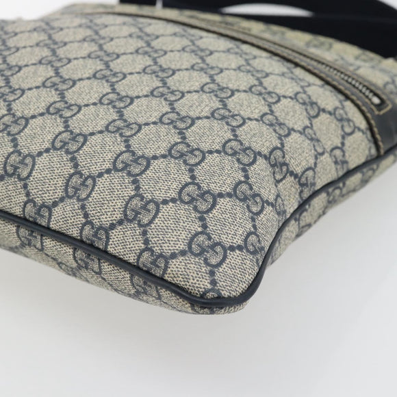 GUCCI GG Supreme Shoulder Bag PVC Navy Silver 295257 Auth 180659A