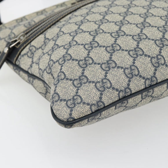 GUCCI GG Supreme Shoulder Bag PVC Navy Silver 295257 Auth 180659A