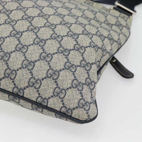 GUCCI GG Supreme Shoulder Bag PVC Navy Silver 295257 Auth 180659A