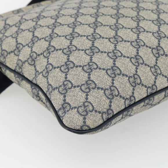 GUCCI GG Supreme Shoulder Bag PVC Navy Silver 295257 Auth 180659A